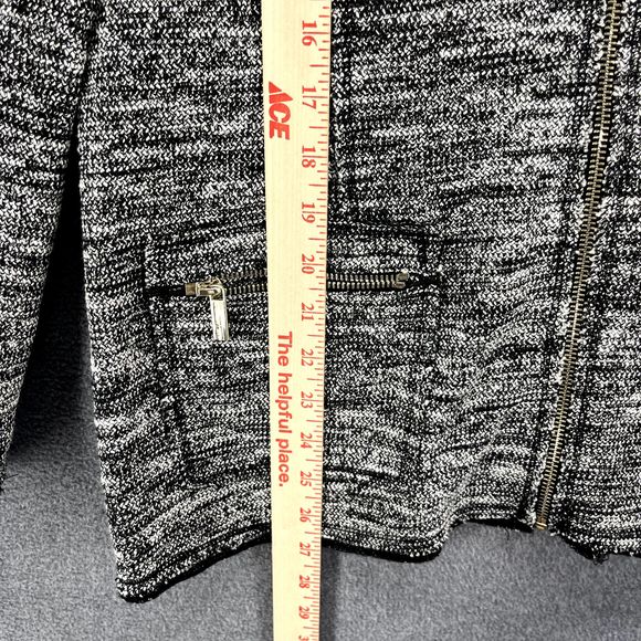 Karl Lagerfeld Jacket Womens XL Tweed Full Zip Blazer Raw Hem Black White - Picture 6 of 14